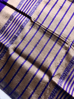 Load image into Gallery viewer, Handwoven Mangalgiri Silk Cotton Saree - Medium Purple + Pastel Brown
