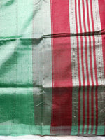 Load image into Gallery viewer, Handwoven Mangalgiri Silk Cotton Saree - Turquiose Green  + Wine Red

