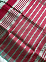 Load image into Gallery viewer, Handwoven Mangalgiri Silk Cotton Saree - Turquiose Green  + Wine Red
