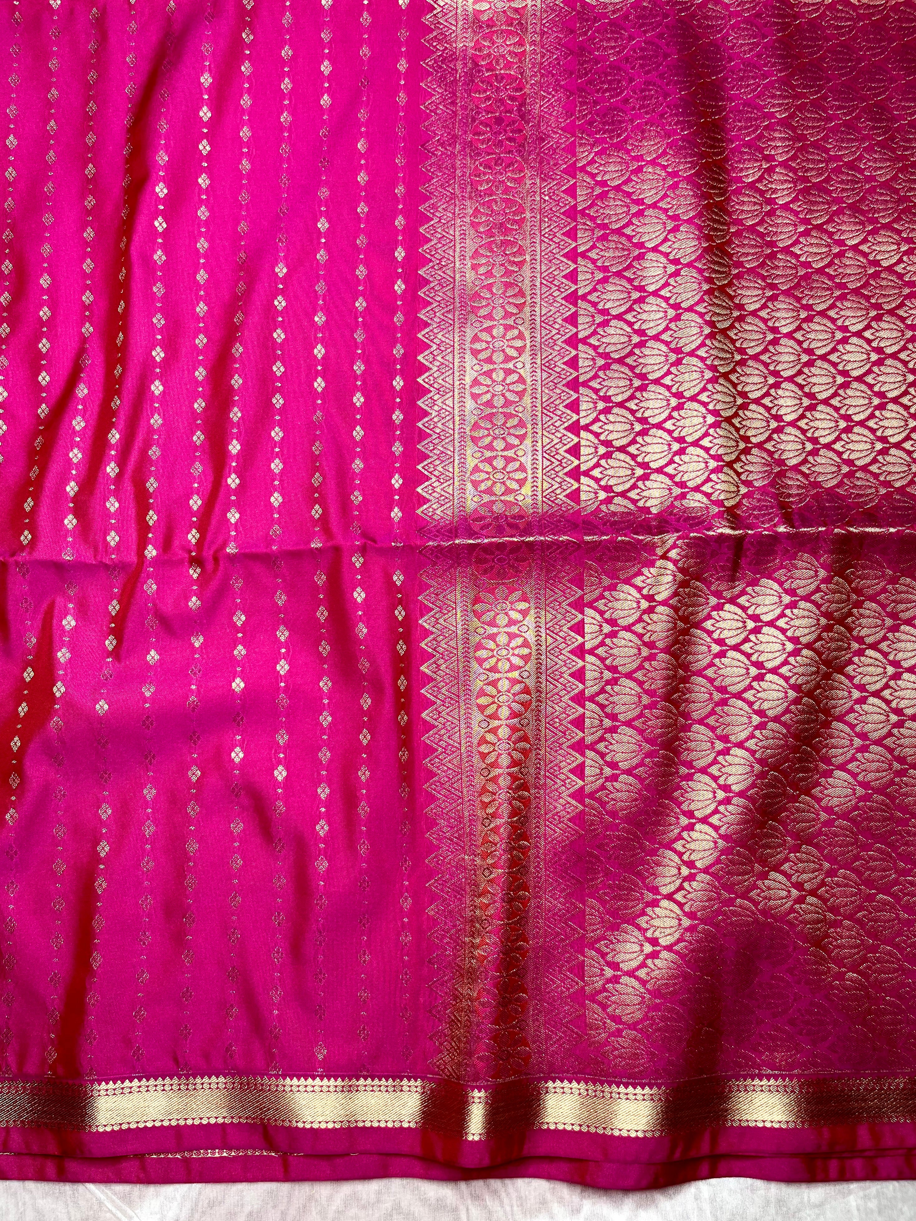 Soft Silk Saree  - Persian Rose + Gold