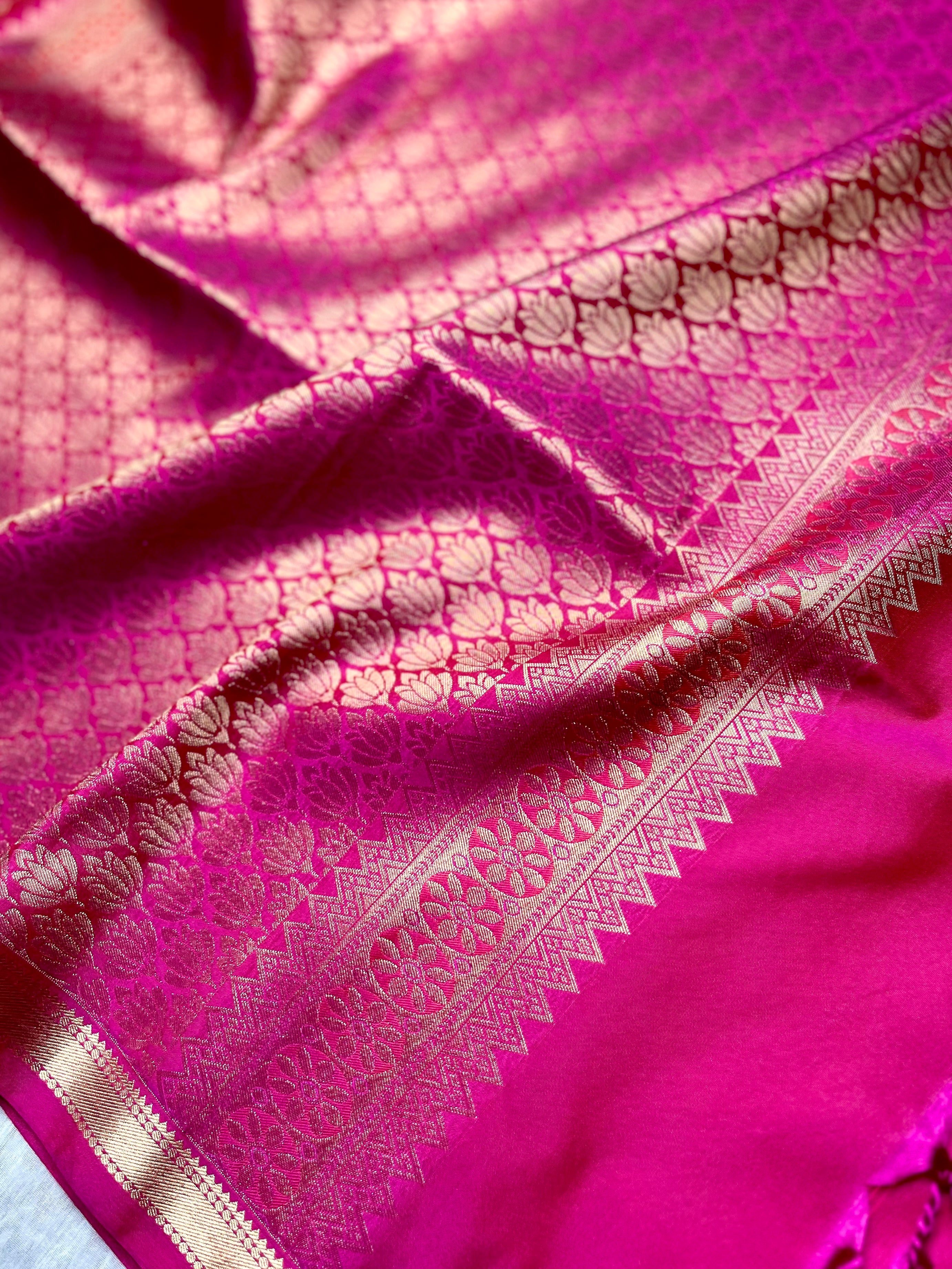Soft Silk Saree  - Persian Rose + Gold