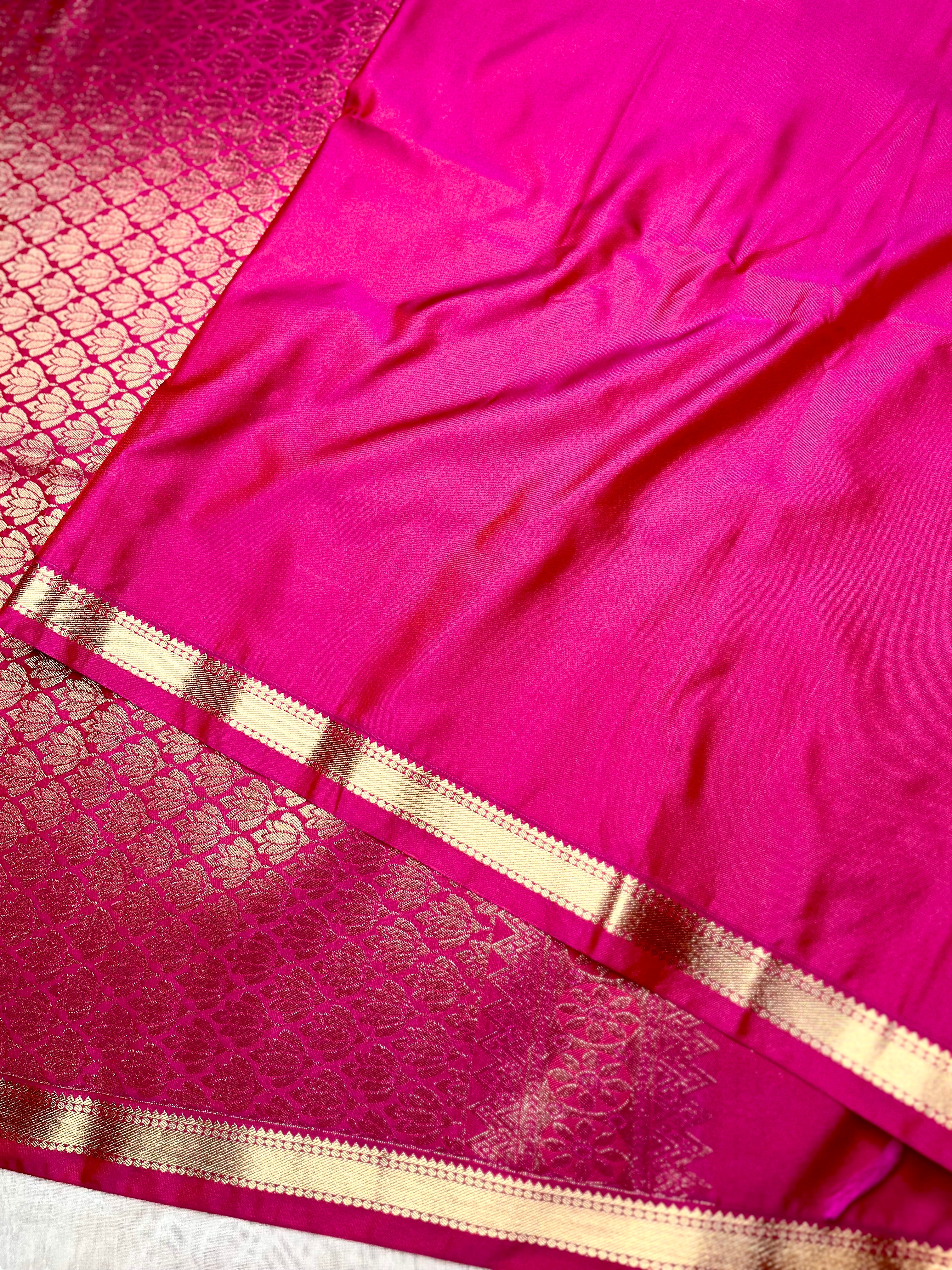 Soft Silk Saree  - Persian Rose + Gold