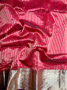 Reeva - Handwoven silk cotton saree -  Thunderbird Red + Gold