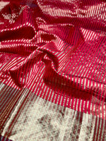 Load image into Gallery viewer, Reeva - Handwoven silk cotton saree -  Thunderbird Red + Gold
