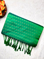 Load image into Gallery viewer, Soft Silk Saree  - Green Haze + Gold
