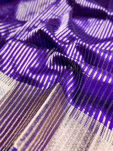 Reeva - Handwoven silk cotton saree - Dark Grape Purple + Gold