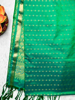 Load image into Gallery viewer, Soft Silk Saree  - Green Haze + Gold
