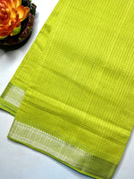 Load image into Gallery viewer, Handwoven Mangalgiri Cotton Saree - Barf Green + Silver
