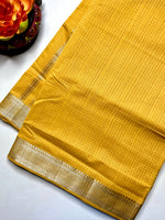 Load image into Gallery viewer, Handwoven Mangalgiri Cotton Saree - Sandy Yellow + Silver
