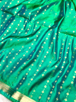 Load image into Gallery viewer, Soft Silk Saree  - Green Haze + Gold
