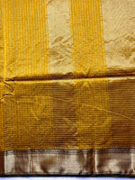 Load image into Gallery viewer, Handwoven Maheshwari Silk Cotton Saree - Mustard Yellow + Livid Brown
