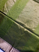 Load image into Gallery viewer, Handwoven Maheshwari Silk Cotton Saree - Limerick Green + Gold
