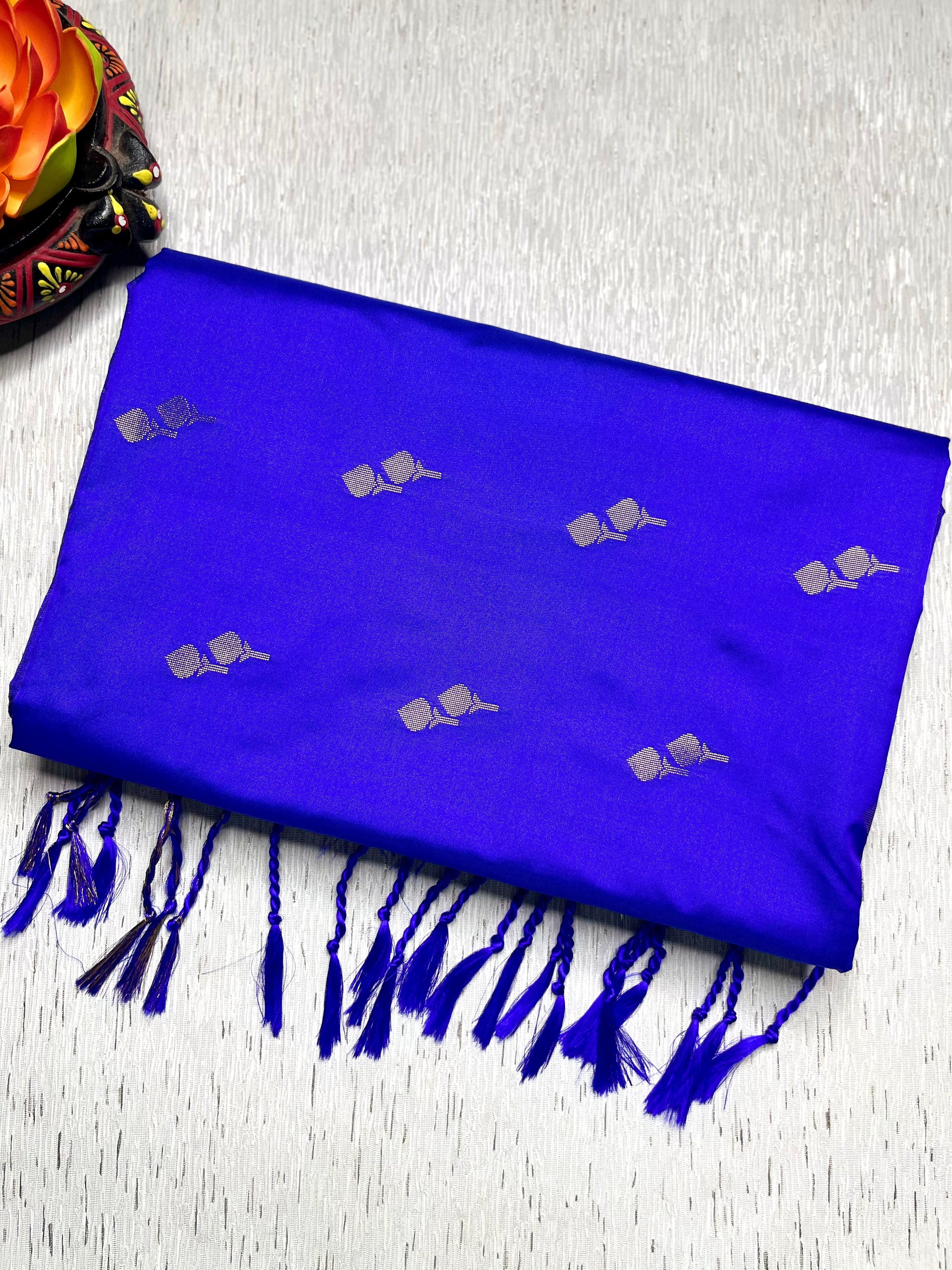 Soft Silk Saree  - Persian Blue + Gold