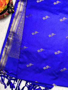 Soft Silk Saree  - Persian Blue + Gold