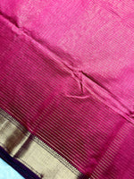 Load image into Gallery viewer, Handwoven Maheshwari Silk Cotton Saree - Cerise Pink + Dark Maroon
