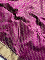 Load image into Gallery viewer, Handwoven Maheshwari Silk Cotton Saree - Brownish Purple+ Gold

