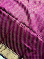 Load image into Gallery viewer, Handwoven Maheshwari Silk Cotton Saree - Brownish Purple+ Gold
