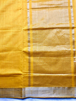 Load image into Gallery viewer, Handwoven Mangalgiri Cotton Saree - Sandy Yellow + Silver
