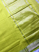Load image into Gallery viewer, Handwoven Mangalgiri Cotton Saree - Barf Green + Silver
