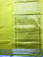 Load image into Gallery viewer, Handwoven Mangalgiri Cotton Saree - Barf Green + Silver
