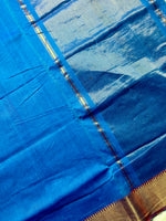 Load image into Gallery viewer, Handwoven Mangalgiri Cotton Saree - French Blue + Dark Maroon
