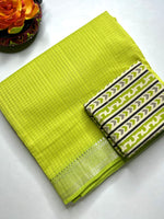 Load image into Gallery viewer, Handwoven Mangalgiri Cotton Saree - Barf Green + Silver
