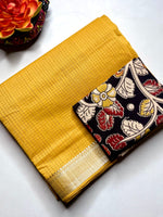 Load image into Gallery viewer, Handwoven Mangalgiri Cotton Saree - Sandy Yellow + Silver
