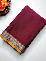 Load image into Gallery viewer, Narayanpet Cotton Saree - Persian Maroon + Dull Orange

