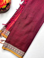 Load image into Gallery viewer, Narayanpet Cotton Saree - Persian Maroon + Dull Orange
