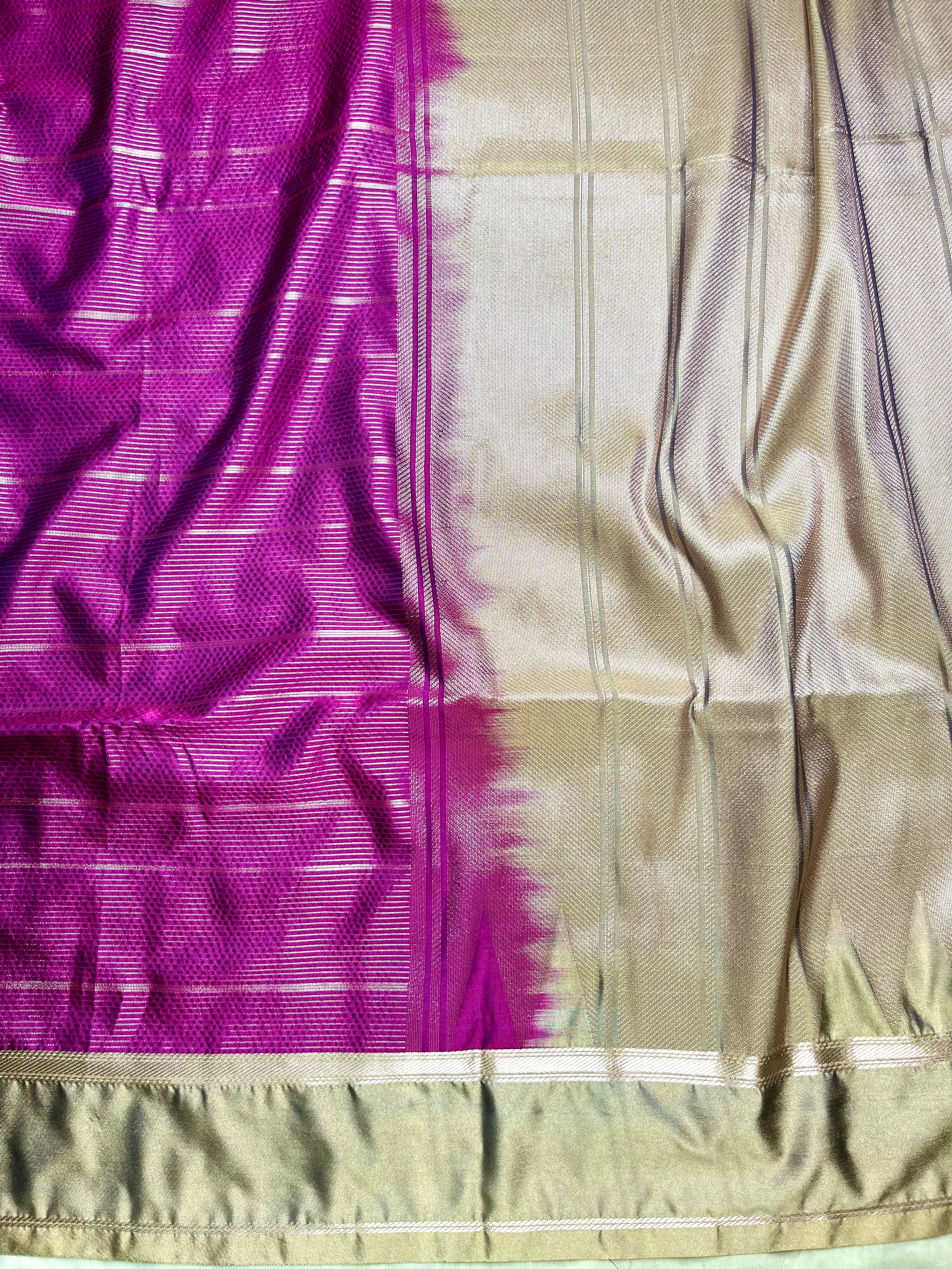 Soft Silk Saree  - Barney Purple + Sandrift