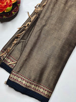 Load image into Gallery viewer, Narayanpet Cotton Saree - Warm Grey + Charcoal Black

