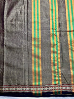 Load image into Gallery viewer, Narayanpet Cotton Saree - Warm Grey + Charcoal Black
