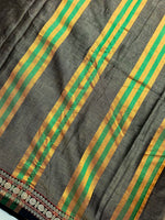 Load image into Gallery viewer, Narayanpet Cotton Saree - Warm Grey + Charcoal Black
