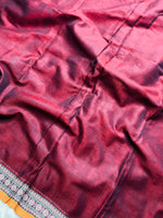 Load image into Gallery viewer, Narayanpet Cotton Saree - Persian Maroon + Dull Orange
