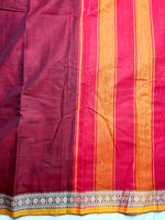 Load image into Gallery viewer, Narayanpet Cotton Saree - Persian Maroon + Dull Orange
