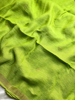 Load image into Gallery viewer, Handwoven Linen Saree - Mist Green + Flame Gold
