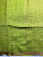 Load image into Gallery viewer, Handwoven Linen Saree - Mist Green + Flame Gold
