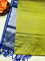 Load image into Gallery viewer, Soft Silk Saree  - Bile Green + Phthalo Blue
