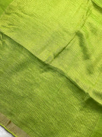 Load image into Gallery viewer, Handwoven Linen Saree - Mist Green + Flame Gold
