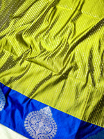 Load image into Gallery viewer, Soft Silk Saree  - Bile Green + Phthalo Blue

