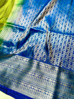 Load image into Gallery viewer, Soft Silk Saree  - Bile Green + Phthalo Blue
