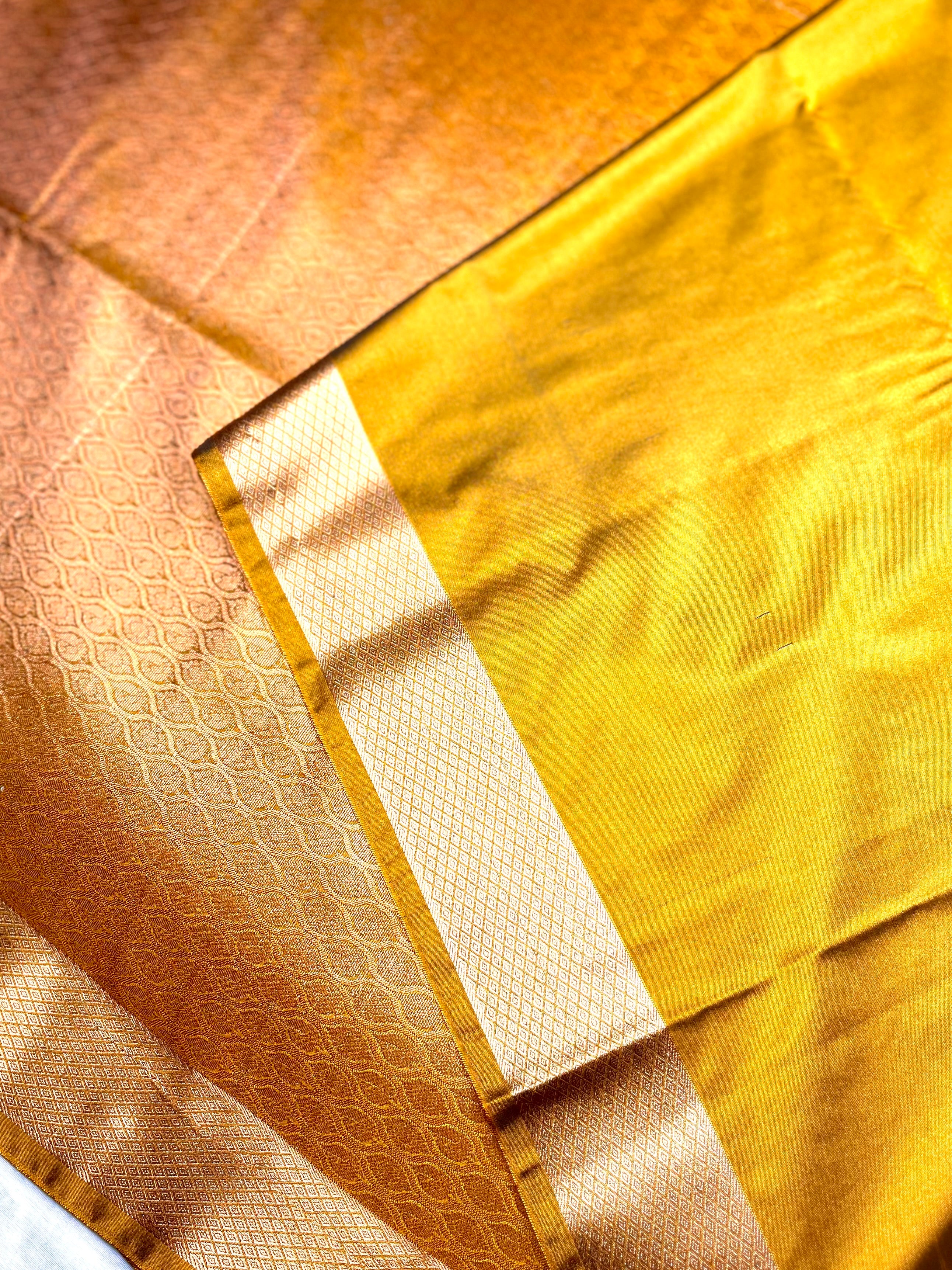 Soft Silk Saree  - Opera Mauve + Yellow Ochre