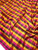 Load image into Gallery viewer, Soft Silk Saree  - Multicolor Mini Checks + Persian Pink
