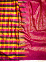 Load image into Gallery viewer, Soft Silk Saree  - Multicolor Mini Checks + Persian Pink
