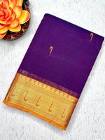 Load image into Gallery viewer, Chettinad Cotton Saree - Pigment Indigo + Rust Orange
