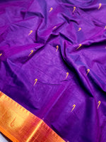 Load image into Gallery viewer, Chettinad Cotton Saree - Pigment Indigo + Rust Orange
