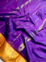 Load image into Gallery viewer, Chettinad Cotton Saree - Pigment Indigo + Rust Orange
