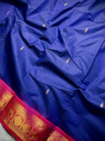 Load image into Gallery viewer, Kanchi Cotton Saree - Deep Blue  + Cannon Pink
