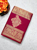 Load image into Gallery viewer, Kanchi Cotton Saree - Trendy Purple + Brilliant Rose
