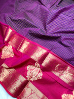 Load image into Gallery viewer, Kanchi Cotton Saree - Trendy Purple + Brilliant Rose
